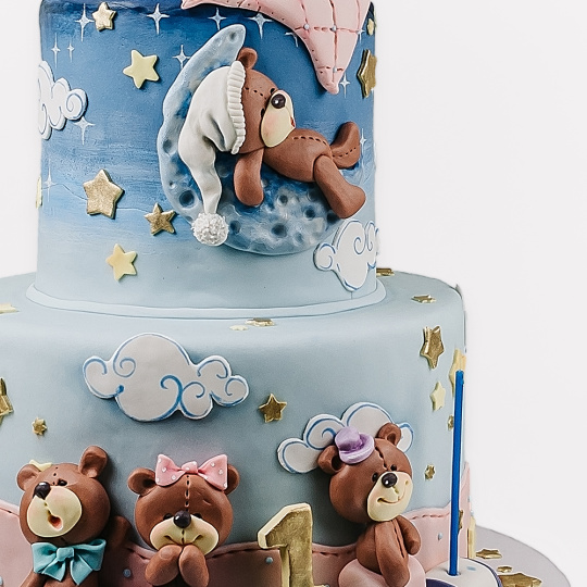 Дитячий торт з ведмедиками 3-ярусний Дитячий торт з ведмедиками 3-ярусний