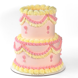 Торт рожевий в стилі ламбет 2-х ярусний