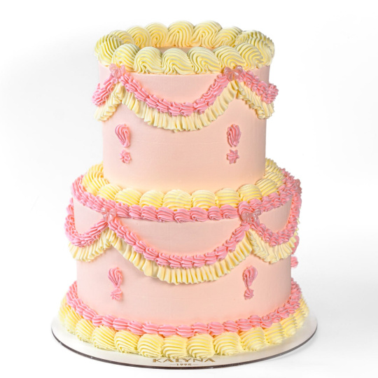 Торт рожевий в стилі ламбет 2-х ярусний Торт рожевий в стилі ламбет 2-х ярусний