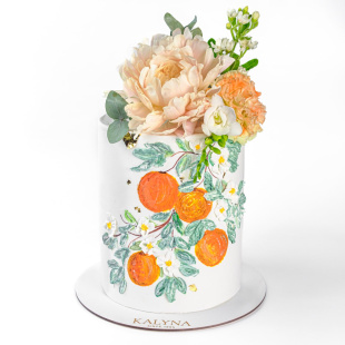 Торт Апельсиновий прінт з квітами