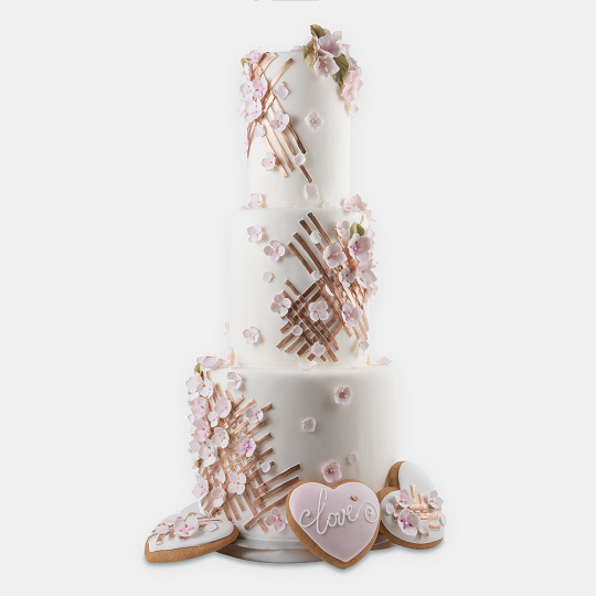 Весільний торт з квітами ручної роботи №1-2 Весільний торт з квітами ручної роботи №1-2