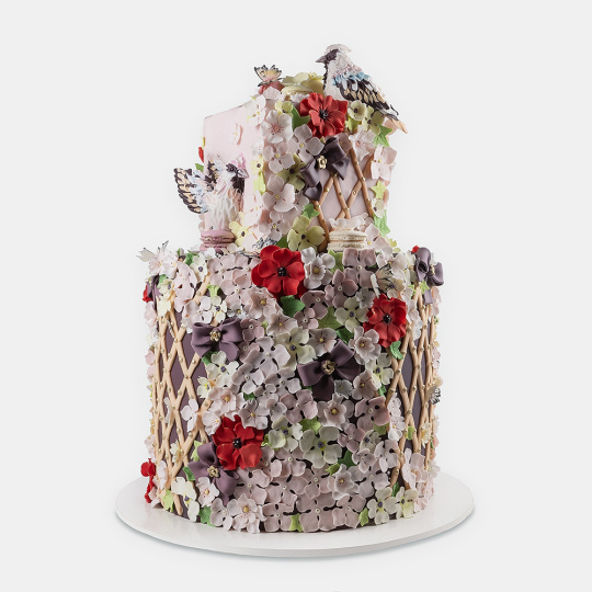 Весільний торт з квітами ручної роботи №1-3 Весільний торт з квітами ручної роботи №1-3
